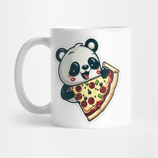 Cute Cartoon Panda Eating Pizza Funny Kawaii by kiddo200